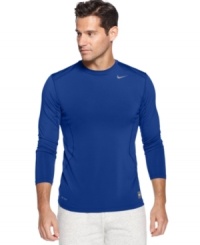 Stay streamlined and in high gear with this fitted performance shirt from Nike featuring Dri-Fit technology. Stay streamlined and in high gear with this fitted performance shirt from Nike featuring Dri-Fit technology.