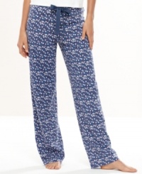Embrace the fun print of Nautica's Drawstring Knit pajama pants. This super soft cotton pair features an elastic waistband with a cute ribbon drawstring. Embrace the fun print of Nautica's Drawstring Knit pajama pants. This super soft cotton pair features an elastic waistband with a cute ribbon drawstring.