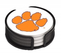 Absorbent Coaster Gift Set Clemson University - Coordinating Holder Included Absorbent Coaster Gift Set Clemson University - Coordinating Holder Included