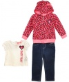 Baby Phat - Kids Baby-girls Newborn Print Hoodie and Pant Set, Dark Wash, 3-6 Months