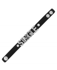 State your status in the most stylish way. BCBGeneration's Single leather bracelet features silver tone mixed metal letters and snap closure. Approximate length: 8 inches. State your status in the most stylish way. BCBGeneration's Single leather bracelet features silver tone mixed metal letters and snap closure. Approximate length: 8 inches.