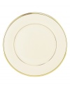 Forever elegant, the Eternal dinner plate from Lenox accents the table in timeless ivory china with sumptuous gold banding. Coordinates with Eternal Gold stemware.