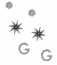 G by GUESS Sunburst Charm Stud Set, SILVER