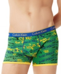 Sport some sleek international style without the costly plane trip and toss on these special edition Tag Around the World trunks from Calvin Klein. Sport some sleek international style without the costly plane trip and toss on these special edition Tag Around the World trunks from Calvin Klein.
