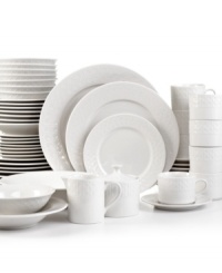 Embossed with a latticework design around its edges, the Hudson dinnerware set from Oneida brings simple, refreshing design to any occasion. With place settings and coordinating serveware. Embossed with a latticework design around its edges, the Hudson dinnerware set from Oneida brings simple, refreshing design to any occasion. With place settings and coordinating serveware.