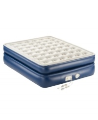 Precision comfort. This star sleeper features a convenient built-in pump that inflates the bed in less than 3 minutes, along with a control wand that adjusts the bed to your dream firmness. A flocked surface secures sheets in place, while an inner coil structure provides luxury and support you sink right into. Precision comfort. This star sleeper features a convenient built-in pump that inflates the bed in less than 3 minutes, along with a control wand that adjusts the bed to your dream firmness. A flocked surface secures sheets in place, while an inner coil structure provides luxury and support you sink right into.