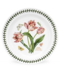 A must-have for the discerning china collector or naturalist on your gift list, this Botanic Garden dinner plate celebrates the 50th anniversary of Portmeirion. Lifelike parrot tulips bloom on white porcelain trimmed with the triple-leaf border. A must-have for the discerning china collector or naturalist on your gift list, this Botanic Garden dinner plate celebrates the 50th anniversary of Portmeirion. Lifelike parrot tulips bloom on white porcelain trimmed with the triple-leaf border.