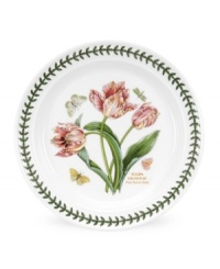 A must-have for discerning china collectors and true nature lovers, this Botanic Garden salad plates by Portmeirion bloom with pink parrot tulips with true-to-life detail. A triple-leaf border puts the finishing touches on a classic design. A must-have for discerning china collectors and true nature lovers, this Botanic Garden salad plates by Portmeirion bloom with pink parrot tulips with true-to-life detail. A triple-leaf border puts the finishing touches on a classic design.