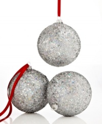 All that glitters. Brilliant silver ball ornaments lend effortless splendor to your tree in shatterproof glass from Kurt Adler.