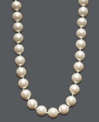 Elegance comes easy with a simple strand. Charter Club's chic necklace features shimmering simulated plastic pearls (14 mm) crafted in mixed metal. Approximate length: 16 inches. Elegance comes easy with a simple strand. Charter Club's chic necklace features shimmering simulated plastic pearls (14 mm) crafted in mixed metal. Approximate length: 16 inches.
