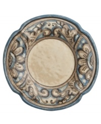 Truly one of a kind, the handcrafted Rosone salad plate evokes the old country with its rustic form and watercolor floral design. Complements the Arte Italica dinnerware collection. Truly one of a kind, the handcrafted Rosone salad plate evokes the old country with its rustic form and watercolor floral design. Complements the Arte Italica dinnerware collection.