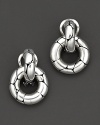 From the Kali collection, sterling door knocker earrings with molten lava motif, designed by John Hardy.