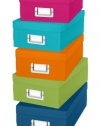 Whitmor 6754-977-5 Plastic Organizer Boxes Set of 5 Assorted Colors