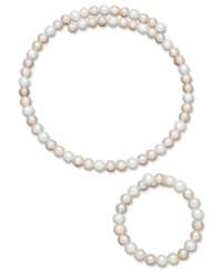 Wrap yourself in elegance. A matching wire coil necklace and bracelet in multicolored cultured freshwater pearls (6-6-1/2 mm) make an elegant statement, perfect for any occasion. Approximate length (necklace): 18 inches. Approximate length (bracelet): 7 inches. Wrap yourself in elegance. A matching wire coil necklace and bracelet in multicolored cultured freshwater pearls (6-6-1/2 mm) make an elegant statement, perfect for any occasion. Approximate length (necklace): 18 inches. Approximate length (bracelet): 7 inches.