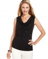 Charter Club's sequin top adds texture and shine to anything from crisp pants to pencil skirts.
