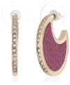 Anne Klein Dalton Gold-Tone Cranberry Leather Hoop Earrings