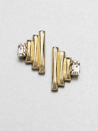 From the Black Label Collection. With a look that combines ancient and Art Deco designs, these glowing pyramid-shaped earrings have sparkling Swarovski crystal accents.CrystalGoldplated brassLength, about ½Sterling silver post backMade in USA From the Black Label Collection. With a look that combines ancient and Art Deco designs, these glowing pyramid-shaped earrings have sparkling Swarovski crystal accents.CrystalGoldplated brassLength, about ½Sterling silver post backMade in USA