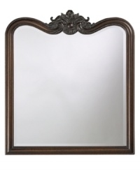 With a square base and curving top crowned in foliage, the bronze Eliza wall mirror provides a delightful balance of timeless simplicity and antique charm. With a square base and curving top crowned in foliage, the bronze Eliza wall mirror provides a delightful balance of timeless simplicity and antique charm.