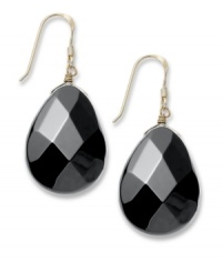 Boldly beautiful. Faceted onyx drops (40 ct. t.w.) exude classic elegance. Comes on sterling silver earwire. Approximate drop: 3/4 inch. Boldly beautiful. Faceted onyx drops (40 ct. t.w.) exude classic elegance. Comes on sterling silver earwire. Approximate drop: 3/4 inch.