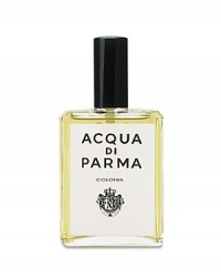 Classic, refined Acqua di Parma in a convenient travel-size bottle. The spicy citrus scent blends hints of jasmine, amber, white musk, and refined florals. Rectangular bottle easily slips into a travel case or handbag. 1.7-ounce spray.