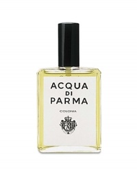 Classic, refined Acqua di Parma in a convenient travel-size bottle. The spicy citrus scent blends hints of jasmine, amber, white musk, and refined florals. Rectangular bottle easily slips into a travel case or handbag. 1.7-ounce spray. Classic, refined Acqua di Parma in a convenient travel-size bottle. The spicy citrus scent blends hints of jasmine, amber, white musk, and refined florals. Rectangular bottle easily slips into a travel case or handbag. 1.7-ounce spray.