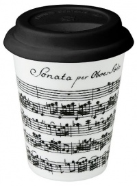 Konitz Vivaldi Libretto White 9-Ounce Travel Mugs and Silicon Lid, White/Black, Set of 2 Konitz Vivaldi Libretto White 9-Ounce Travel Mugs and Silicon Lid, White/Black, Set of 2