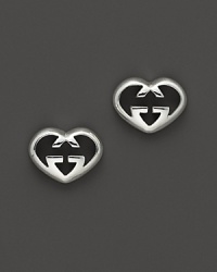 Interlocking Gs form hearts in gleaming sterling silver. Interlocking Gs form hearts in gleaming sterling silver.