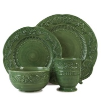 Fitz and Floyd Ricamo 4-Piece Dinnerware Set, Green Fitz and Floyd Ricamo 4-Piece Dinnerware Set, Green