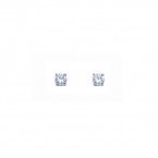 .925 Sterling Silver Rhodium Plated 2mm Round CZ Solitaire Basket Stud Earrings for Baby and Children with Screw-back