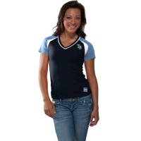 MLB Tampa Bay Rays Athletic Navy/Coastal Blue/White Short Sleeve Poly V-Neck Tee MLB Tampa Bay Rays Athletic Navy/Coastal Blue/White Short Sleeve Poly V-Neck Tee