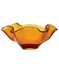 Fresh and elegant, this Lenox Organics bowl is crafted of heavy crystal with a playful ruffled edge. A warm amber hue adds to its allure, making a stylish impact on any space. Fresh and elegant, this Lenox Organics bowl is crafted of heavy crystal with a playful ruffled edge. A warm amber hue adds to its allure, making a stylish impact on any space.