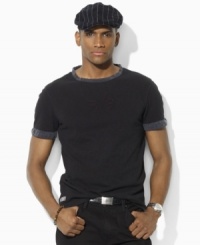Cut with trim proportions through the body and a shorter hem, the classic ringer tee in airy cotton jersey is finished with a crew-inspired motif for an athletic look. (Clearance) Cut with trim proportions through the body and a shorter hem, the classic ringer tee in airy cotton jersey is finished with a crew-inspired motif for an athletic look. (Clearance)