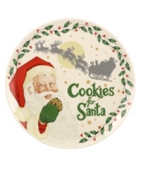 The perfect place to leave a little love for Old Saint Nick. Part of an exquisite china holiday dinnerware and dishes collection from Lenox, this cookie plate features a lavish holly motif and classic painted images on soft ivory. The perfect place to leave a little love for Old Saint Nick. Part of an exquisite china holiday dinnerware and dishes collection from Lenox, this cookie plate features a lavish holly motif and classic painted images on soft ivory.