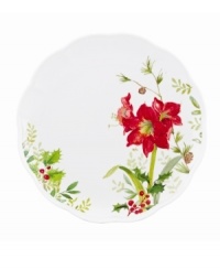 A season of entertaining and celebration will flourish with this plate from Lenox's collection of Winter Meadow dinner plates. Red amaryllis bloom on scalloped ivory porcelain designed to mix and match.