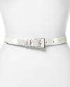Give your waistline a hit of shine with this patent leather belt from Cole Haan. This detail instantly dresses up denim or adds polish to a flouncy frock.