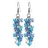 Ocean Blue Cluster Faceted Crystal Dangle Hook Earrings For Women 2