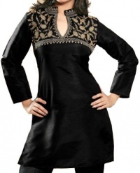 Ladies Designer Silk Embroidered Black Tunic Top / Kurti with Sequins Indian Apparel Ladies Designer Silk Embroidered Black Tunic Top / Kurti with Sequins Indian Apparel