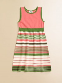 A sweet and colorful design with multi-colored stripes and a ribbed waistband. Scoop neckSleevelessPull-on styleRibbed waistbandA-line skirt72% viscose/28% elastaneDry cleanImported Additional InformationKid's Apparel Size Guide A sweet and colorful design with multi-colored stripes and a ribbed waistband. Scoop neckSleevelessPull-on styleRibbed waistbandA-line skirt72% viscose/28% elastaneDry cleanImported Additional InformationKid's Apparel Size Guide