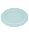 Elegance comes easy with the Fair Harbor oval platter. Durable stoneware in a cool sky hue is half glazed, half matte and totally timeless. From the kate spade new york dinnerware collection.