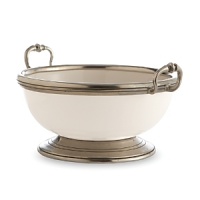 Fine vivid white ceramic is accented by hand with delicate pewter accents to create this gracefully versatile bowl from Arte Italica.