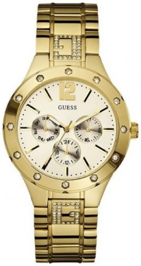 Guess Women's U15078L1 Gold Stainless-Steel Quartz Watch with White Dial Guess Women's U15078L1 Gold Stainless-Steel Quartz Watch with White Dial