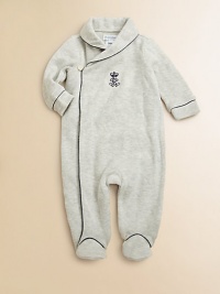 An adorable coverall is updated with a shawl collar and signature pony for heritage style.Shawl collarLong sleevesDouble button closureHidden bottom snapsCottonMachine washImported Please note: Number of buttons/snaps may vary depending on size ordered. An adorable coverall is updated with a shawl collar and signature pony for heritage style.Shawl collarLong sleevesDouble button closureHidden bottom snapsCottonMachine washImported Please note: Number of buttons/snaps may vary depending on size ordered.