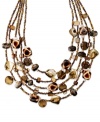 Beachside style just in time for the warm season. This Style&co. frontal necklace features five rows of shimmery shells, glass, seed and plastic bead accents. Set in gold tone mixed metal. Approximate length: 18 inches + 2-inch extender.