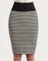 Crisp horizontal stripes band this jersey pencil silhouette.Elastic contrast waistbandConcealed back zipFully linedAbout 21 from natural waistCottonDry cleanImported of Italian fabricModel shown is 5'10 (177cm) wearing US size 4. 