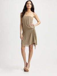 Minimalist-chic in a strapless sheath of gathered silk chiffon.StraplessGathered at hipCenter back zipperAbout 30 from top to hemSilkDry cleanImportedModel shown is 5'10 (177cm) wearing US size Small. Minimalist-chic in a strapless sheath of gathered silk chiffon.StraplessGathered at hipCenter back zipperAbout 30 from top to hemSilkDry cleanImportedModel shown is 5'10 (177cm) wearing US size Small.