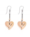 Traditional style with a modern twist. Breil design incorporates trendy rose gold ion-plated stainless steel and stainless steel in these romantic heart drop earrings. Approximate drop: 3/4 inch.