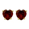 14k Yellow Gold Heart-Shaped Garnet Stud Earrings