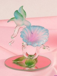 StealStreet SS-UG-GW-521 Glass Hummingbird Over Flower Decoration Figurine