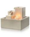 Water, water, everywhere. Transport your stress & anxiety away with this artful fountain, which combines the soothing sound of water, the subtle illumination of a long-burning tea light and the natural accent of glazed ceramic tiers to calm and rejuvenate your senses. 1-year warranty. Model WF-SITY.