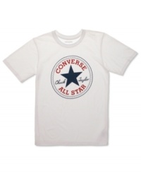 An icon for most of the last century, the Chuck Taylor All Star logo never seems to go out of style. The latest way for your little guy to wear it: Front and center this Converse short-sleeved logo tee. An icon for most of the last century, the Chuck Taylor All Star logo never seems to go out of style. The latest way for your little guy to wear it: Front and center this Converse short-sleeved logo tee.